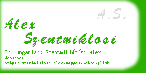 alex szentmiklosi business card